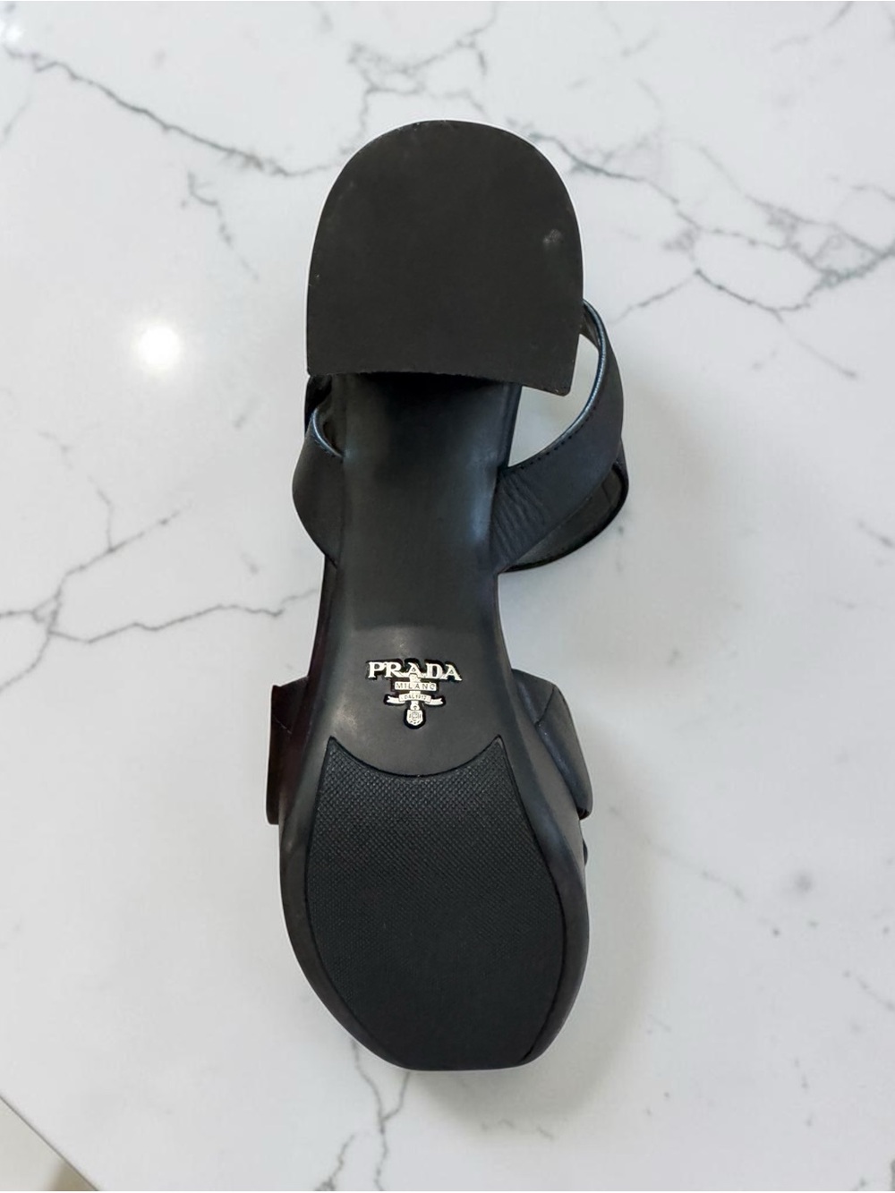 Prada Black Quilted Leather Strap Sandals - Picture 12 of 14
